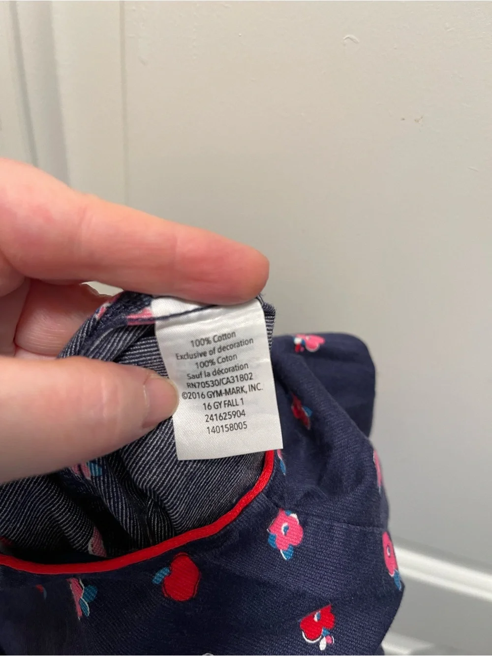 Vintage Gymboree 6-12M Baby Girl Navy Corduroy Floral Apple Overalls Romper